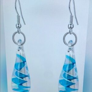 Elegant Blue and Silver Swirl Earrings